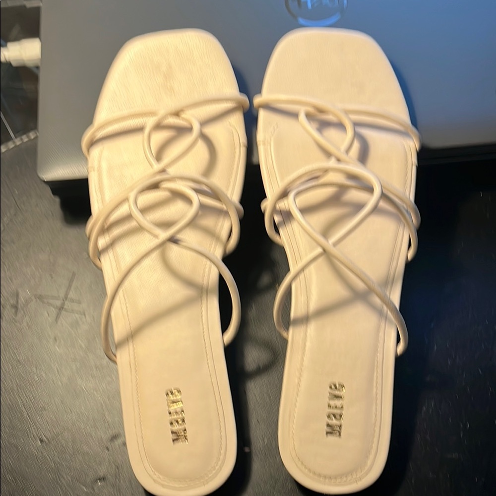 Maeve Cream Woven Sandals with Flat Sole